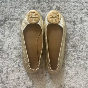 Gold Metallic Tory Burch Ballet Flats